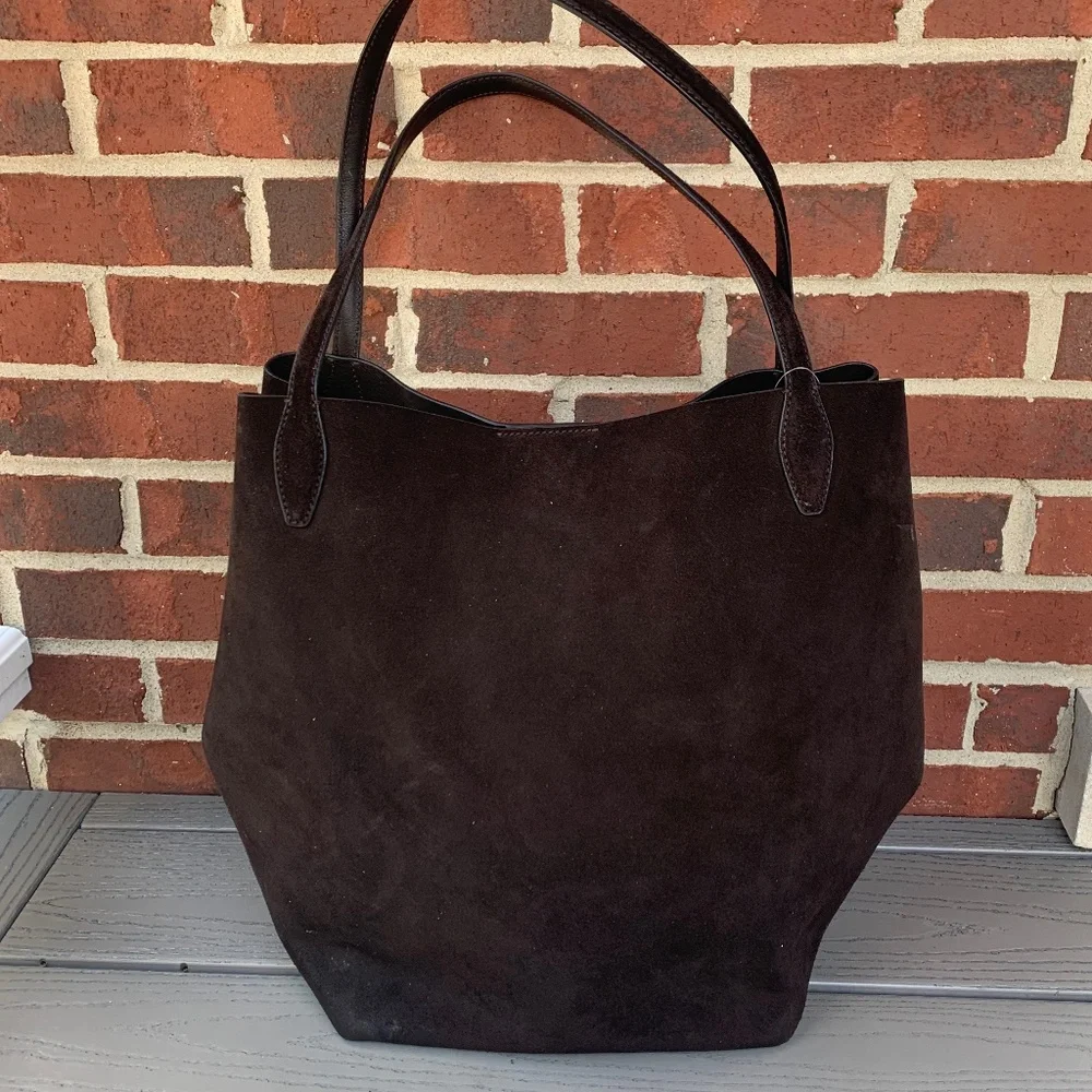 Madewell The Shopper Tote in Brown Suede Leather